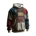 thumbnail image 2 of YOIAVAIOY Mens Vintage Pullover Hoodies Casual American Flag Cross Faith Hoodie Sweatshirt Christian Patriotic Fall Winter Top with Kangaroo Pocket Blue M, 2 of 3
