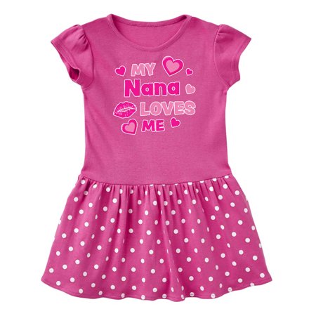 

Inktastic Valentine s Day My Nana Loves Me Hearts and Lips Gift Baby Girl Dress
