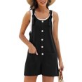 thumbnail image 2 of Fantaslook Waffle Jumpsuits for Women Summer Trendy Button Sleeveless Romper Ajustable Strap Shorts Overalls with Pockets, 2 of 9