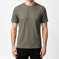 thumbnail image 4 of Dolkfu Pull-On Graphic&nbsp;Tees&nbsp;Men Yellow Crew Neck Minimalist Short Sleeve Tops Solid Athletic Modern T-Shirts Khaki,Xxxxxl, 4 of 5
