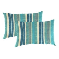 Jordan Manufacturing 13" x 20" Bristal Bashful Teal Stripe Rectangular Outdoor Lumbar Throw Pillow (2 Pack)