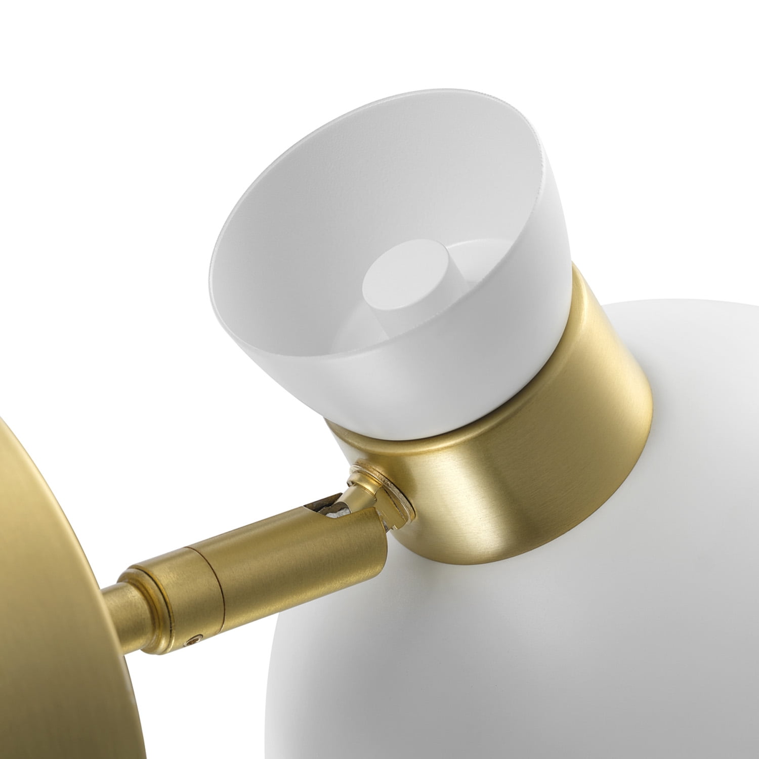 Globe Electric 1-Light Matte Brass Plug-in or Hardwire Indoor Wall Sconce with White Pivoting Shade