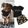 thumbnail image 5 of Uccdo Summer Toddler Girls Casual Outfits Set Baby Short Sleeve Letter Print T-shirt Mini Skirt 6M-5T, 5 of 6
