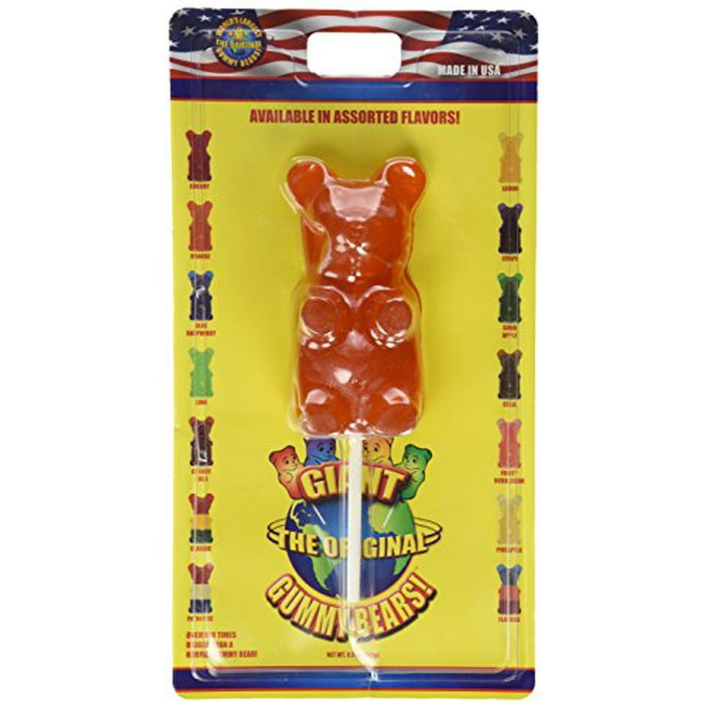 Giant Gummy Bear On A Stick Orange