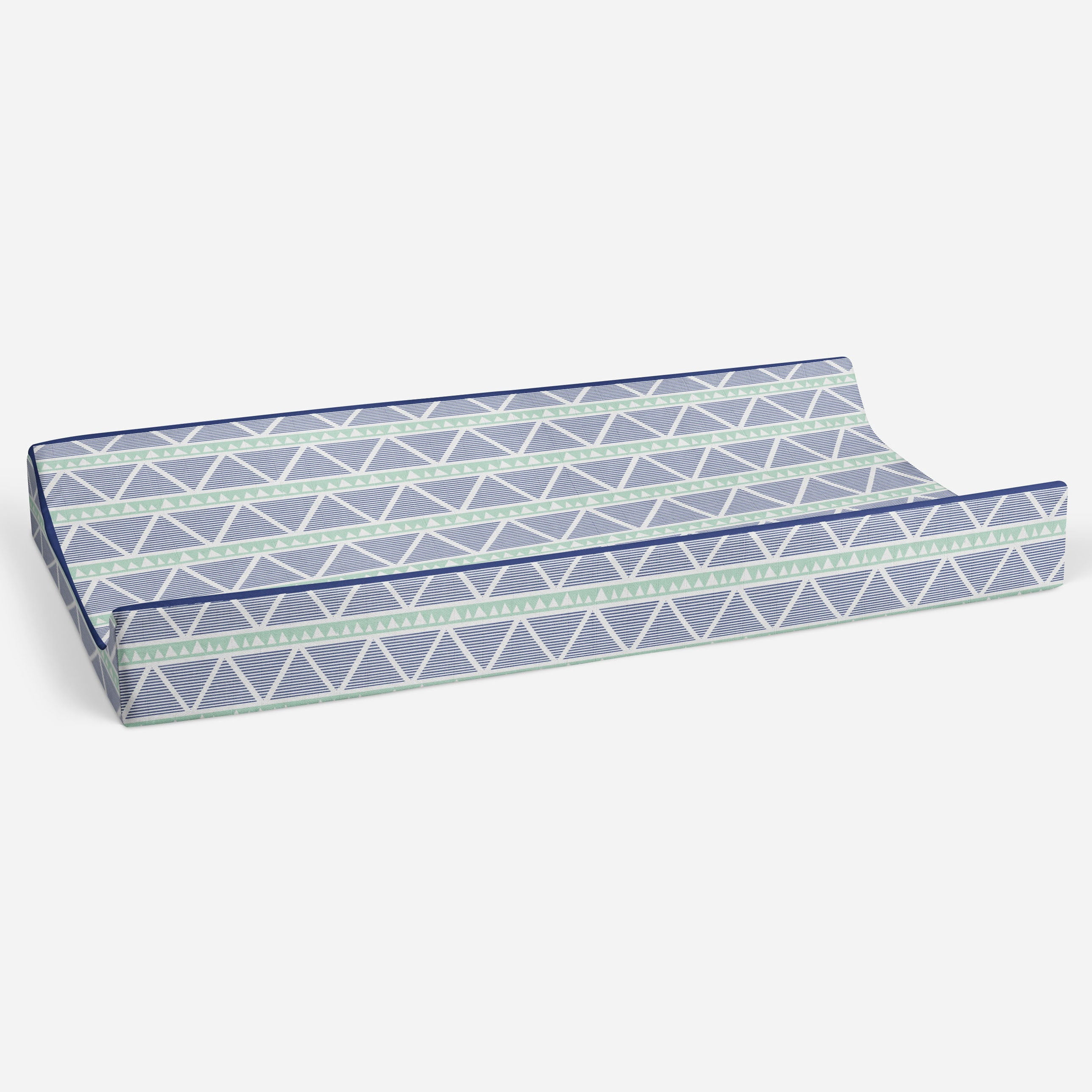 Bacati - Large Triangles Mint Navy Quilted Muslin Changing Pad Cover