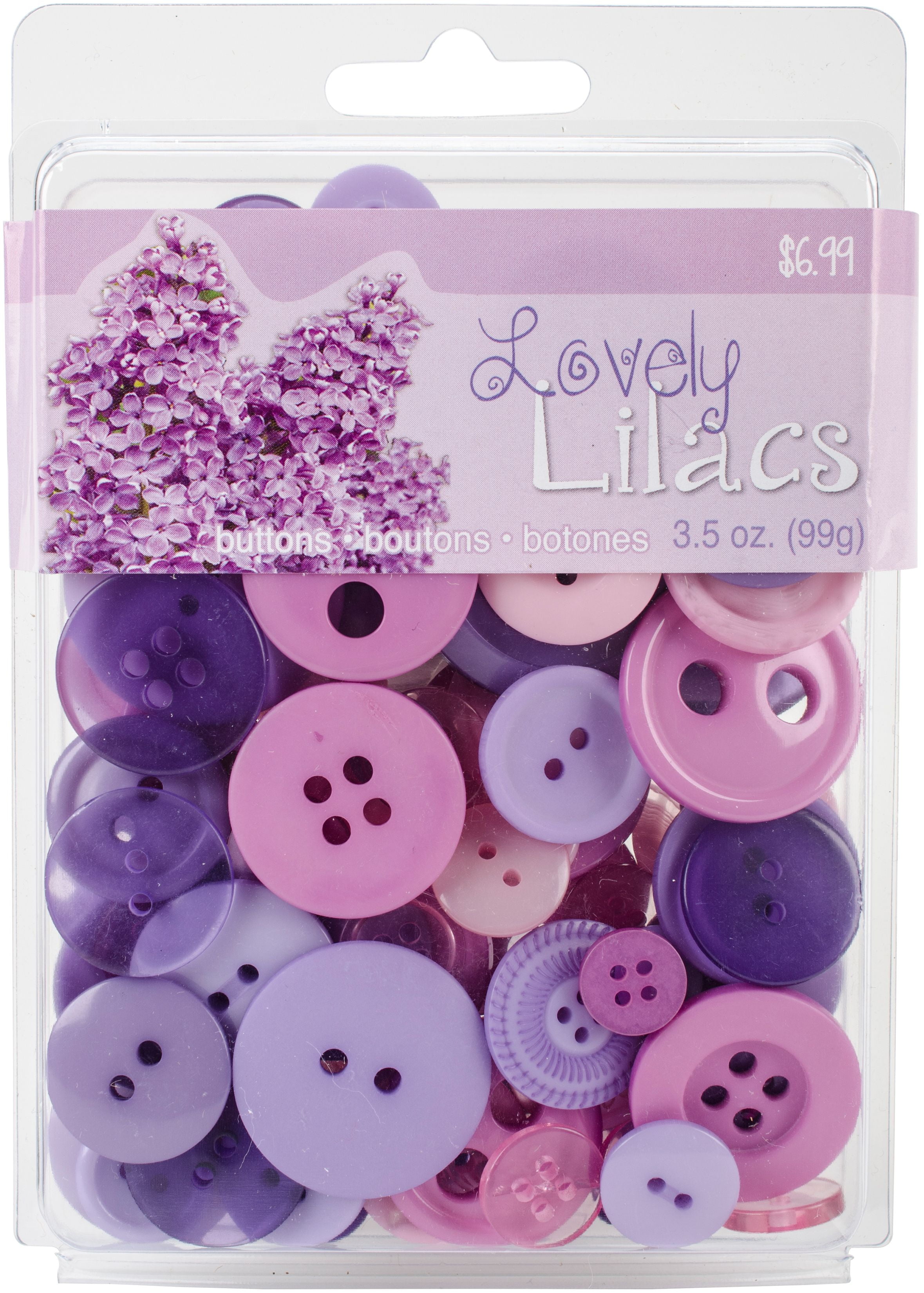 ROSES Purple Pink Lilac Flowers Tiny Sew Thru Shapes Dress It Up Craft Buttons 