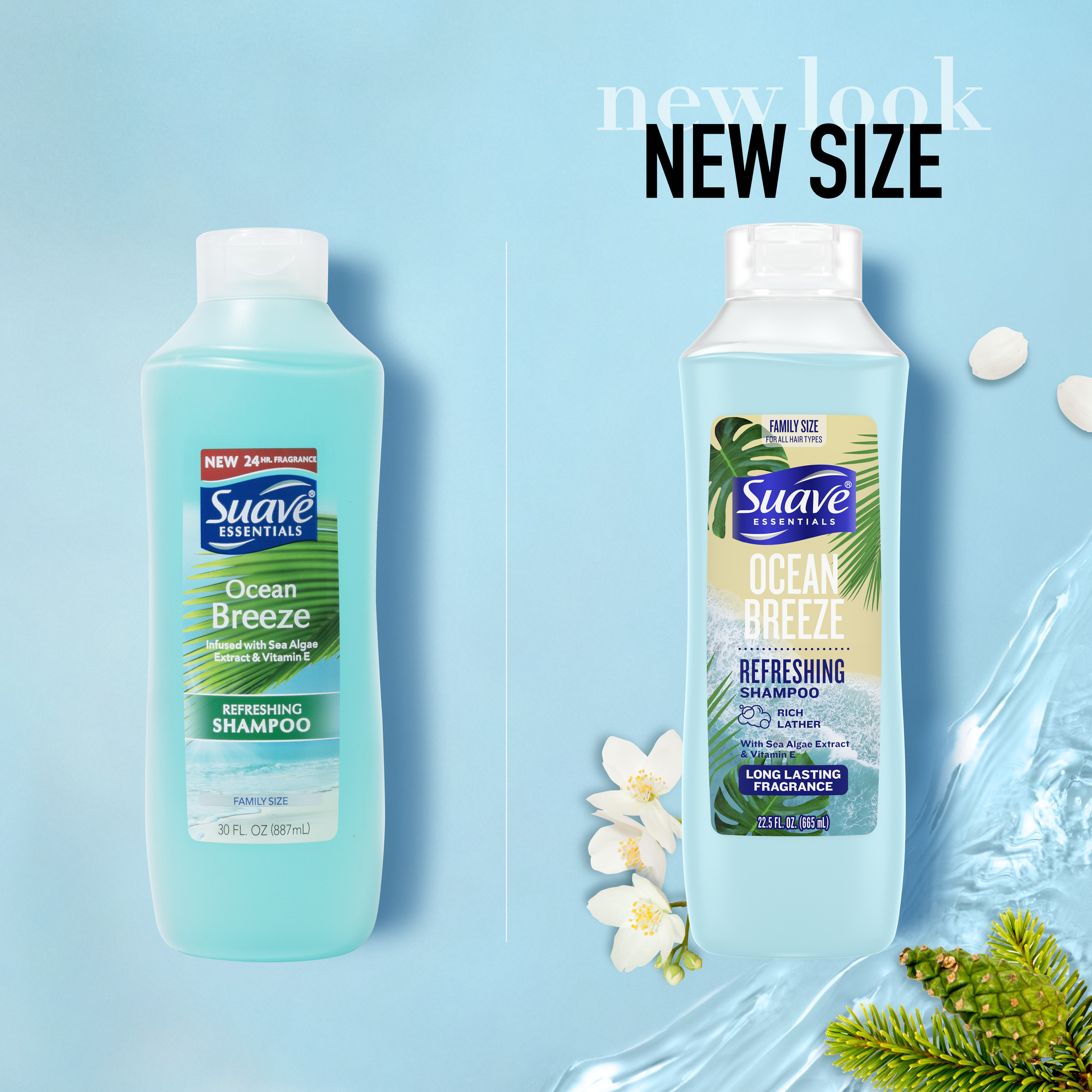 Suave Essentials Refreshing Shampoo, Ocean Breeze, 22.5 fl oz - image 2 of 10