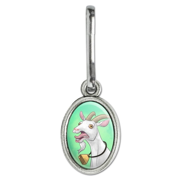 Screaming Goat Antiqued Oval Charm Clothes Purse Suitcase Backpack Zipper Pull Aid