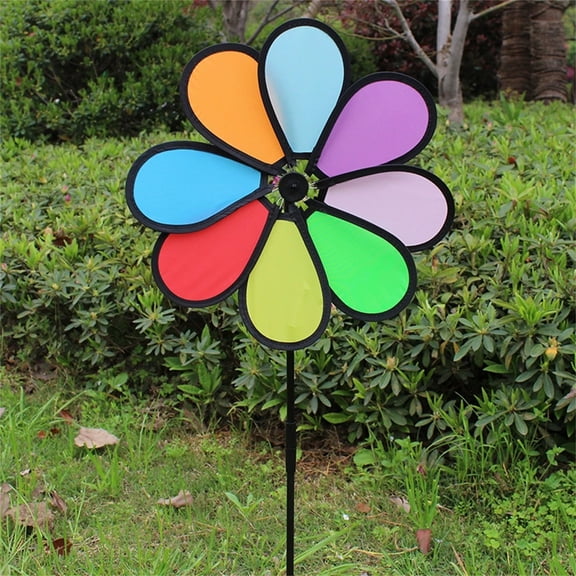 Flower Wind Spinners, Cloth Lawn Pinwheels Outdoor Windmills for Party Decorations/Yard/Garden, Flower Pinwheels Toys