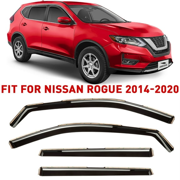 Voron Glass in-Channel Extra Durable Rain Guards for Nissan Rogue 2014-2020 SUV, Window Deflectors, Vent Window Visors, 4 Pieces - 220104