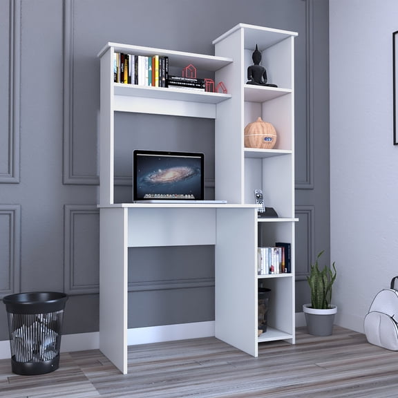 Newboti Furniture Versalles Writintg Desk, Two Superior Shelves, Five Cubbies -White BN.7141