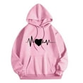 thumbnail image 4 of QUINDOS Valentine's Day Sweatshirts for Women Casual Graphic Long Sleeve Hooded Pullover Tops, 4 of 4