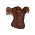 thumbnail image 4 of hirigin Women Lace Corset Tops Solid Color Elegant Bandage Button Short Sleeve Off-shoulder Tops Streetwear, 4 of 8