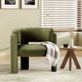 thumbnail image 1 of MALOL Modern Velvet Accent Chair, Upholstered Barrel Side Chair, Comfy Round Upholstered Arm Chair with 3 Legs for Living Room, Bedroom, Reading, Green, 1 of 15