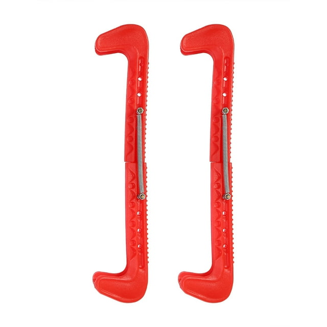 1 par de fundas de plástico para cuchillas de patines de hockey sobre hielo con resorte (rojas)