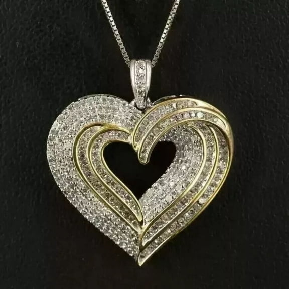 Siddheshwarjewels 2 Ct Round Cut White Lab-Created Diamond Pendant, Sterling Silver