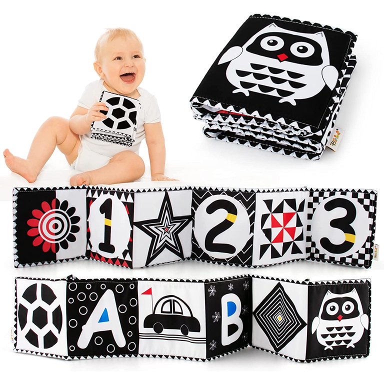 Sensory Cloth Book High Contrast Baby Toys 0 12 Months Newborn Crib Toys  Black and White Animal Cloth Books Montessori Baby Book
