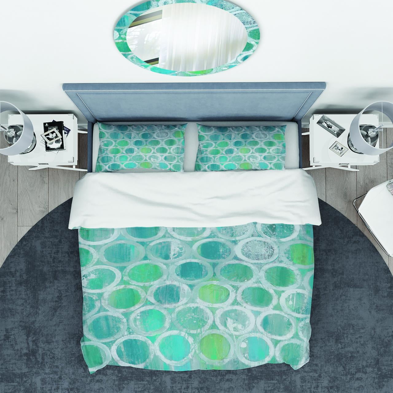 Designart 'Natural Blue Circle' Geometric Duvet Cover Set