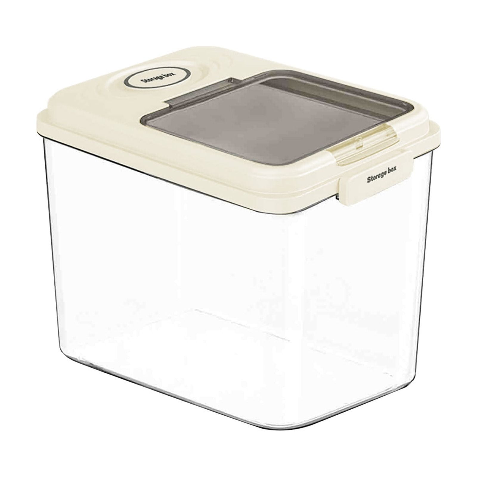 Large Airtight Food Storage Container with Measuring Cup and Visible Window, 22Lb Capacity for Rice, Flour, Cereal, and Pet Food, White or Beige