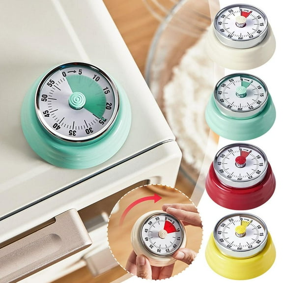 Ruifaya Magnetic Retro Kitchen Timer, Classic Mechanical Cooking Timer, 60-Minute Countdown & Audible Alarm, with Magnetic Attachment, for Cooking, Office Tasks, and Study Sessions