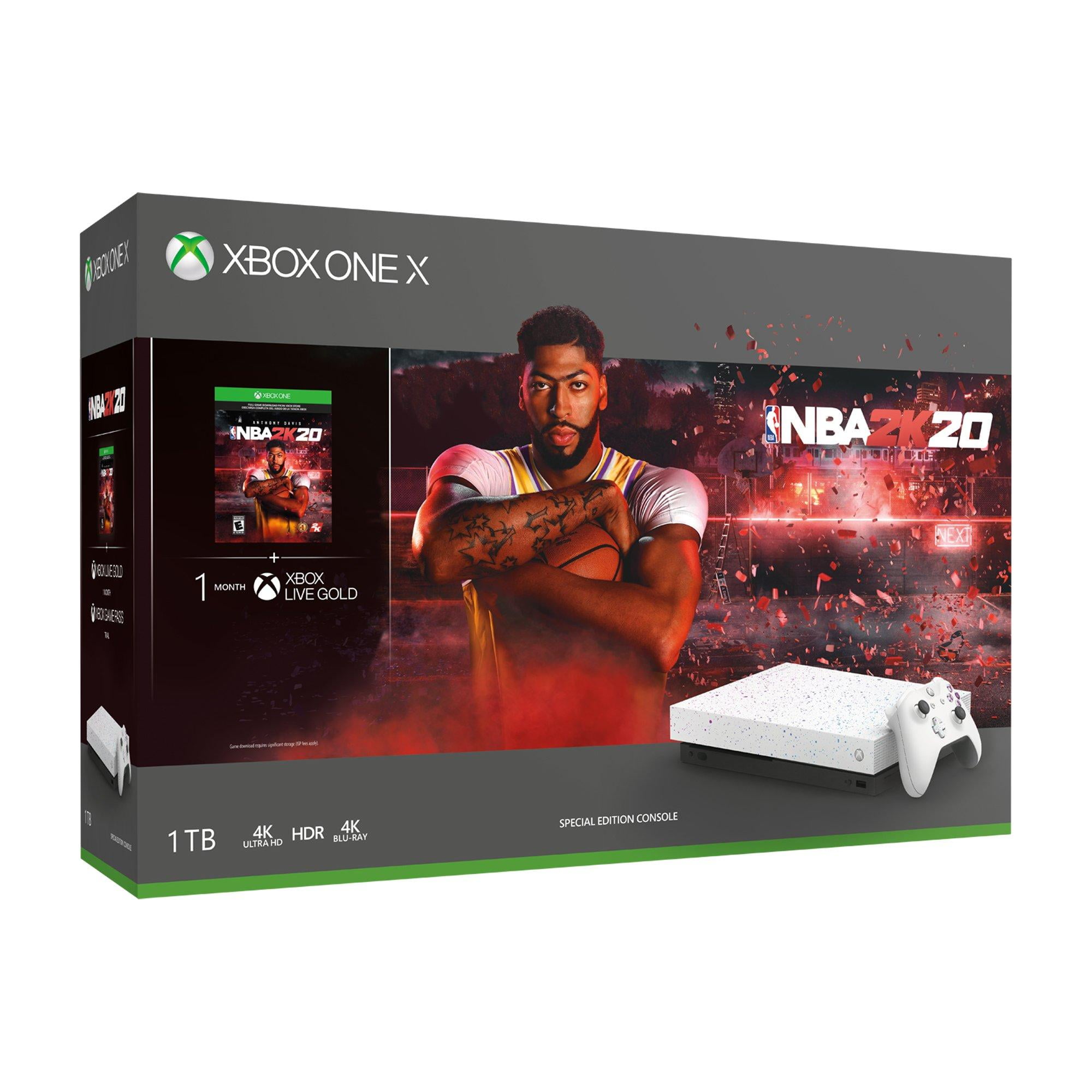 Microsoft Xbox One X 1TB SSD Enhanced NBA 2K20 Hyperspace Limited Edition White Night Sky Console, NBA 2K20 Full Game, 1 Month Xbox Live Gold and Game Pass Bundle Walmart Canada
