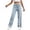 *3-Light Blue, variant on Women's High Waisted Button Detail Jeans , Ladies' Side Slit Wide Leg Denim Pants , Vintage Washed Loose Fit Trousers For Women,Blue,S-2XL