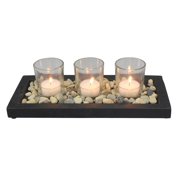 Mainstays Stone Tea Light Candle Garden with 3 Glass Tea Light Candle