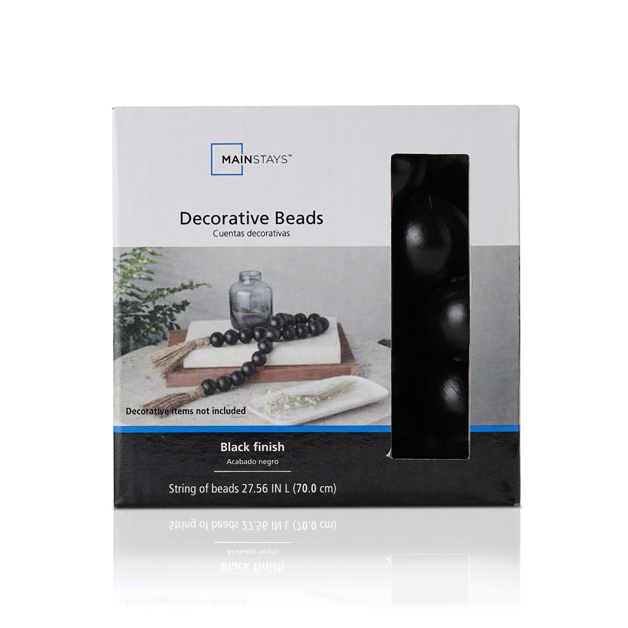Mainstays Indoor Oriental Minimalist Tabletop Home Décor Made of Wood Color Black 1" Beads