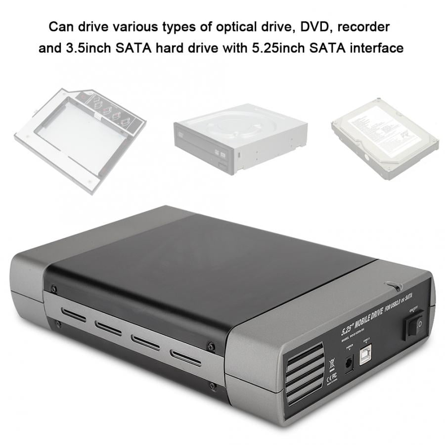 5.25 Inch Optical Drive Case USB3.0 to 3.5 inch USB Type-B SATA External HDD Enclosure Support 8T (US Adapter)