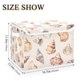 thumbnail image 5 of Yayeee Collapsible Cube Storage Bin with Lid Fabric Closet Decorative Basket with Handles, Red Watercolor Seashells, 5 of 7