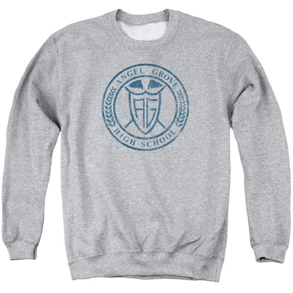 Power Rangers/angel Grove Hs - Adult Crewneck Sweatshirt - Athletic Heather - 3x