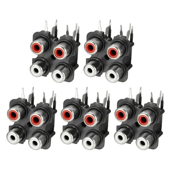 PCB Panel Mount 4 RCA Socket Female Jack Audio Video AV Connector Black 6pins ,5Pcs