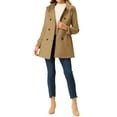 thumbnail image 3 of INSPIRE CHIC Women's Stand Collar Double Breasted Mid Length Winter Trenchcoat L Khaki, 3 of 7