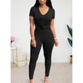 thumbnail image 3 of Aomice Lounge Sets for Women 2 Piece Summer Casual Jogger Workout Outfits Short Tops Long Pant Sweat suit leggings set-XXL-Black, 3 of 5