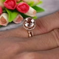 thumbnail image 6 of Milgrain 2.25 Carat 6mm Round Cut Morganite Wedding Set Engagement Bridal Ring 10k Rose Gold Marquise Matching Band, 6 of 6