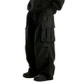 thumbnail image 2 of Men's Casual PantsCasual Stretch Elastic Drawstring Parachute Pants Ripstop Lightweight Water Resistant Cargo Hiking Work Pant Quick Dry,F-Black XL, 2 of 5