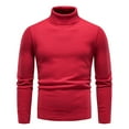 thumbnail image 4 of Men's Sweaters Ribbed Slim Fit Knitted Pullover Autumn Winter Turtleneck Solid Color Sweater Men Red M, 4 of 6
