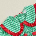 thumbnail image 6 of Cjfdfy Newborn Baby Girls Christmas Romper Gingham Long Sleeve Doll Collar Bubble Smocked Romper Dress Infant Cute My First Christmas Fall Winter Outfits 0-18M ﻿, 6 of 9