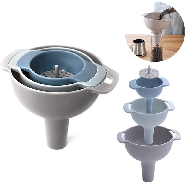 Embudo De Cocina, Embudo De Plástico Apilable Con Asa, Embudos Multifuncionales 4 En 1 Para Alimentos, Embudo Colador Multifuncional 4 En 1, Transferencia De Líquido,. Afortunado Sencillez
