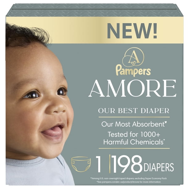 Pañales Pampers Amore tamaño 1 (4-6 kg), 198 unidades, hipoalergénicos