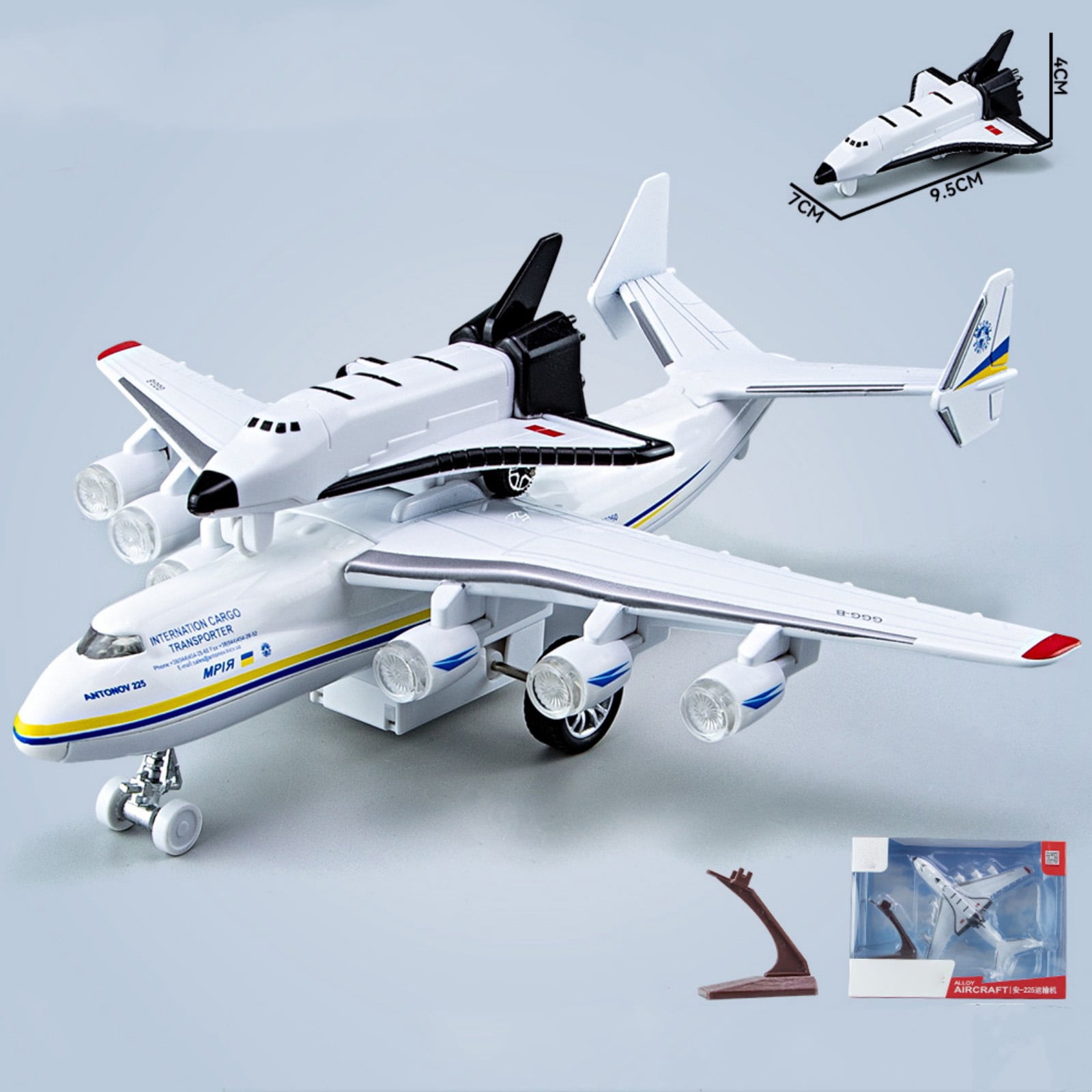 NATEFEMIN An-225 Mriya Plane Model with Buran Orbiter 1/400 Scale Diecast Display with Sound Light For Collectors