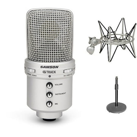 Samson G Track USB Condenser Microphone with SP04 Shockmount and Adjustable Desktop Mic Stand