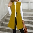 thumbnail image 4 of RYRJJ Womens Long Wool Vest Fall Winter Sleeveless Blazer Jackets Business Work Single Breasted Trench Coats with Pockets(Yellow,S), 4 of 9
