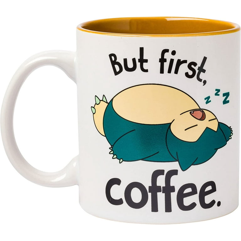 Pokemon Snorlax But First Coffee Ceramic Mug, 20 Ounces 