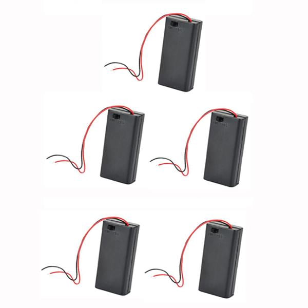 Caja de Soporte de Batería de 5 X 9V PP3 Pilas Desechables Botón de Encendido Y Apagado + Cables Zulema Portapapel PP3 con alambres