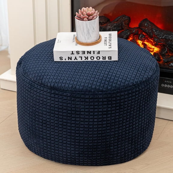 Pouf Ottoman Foot Rest, Stuffed Round Foot Stools Ottoman,20x12 in