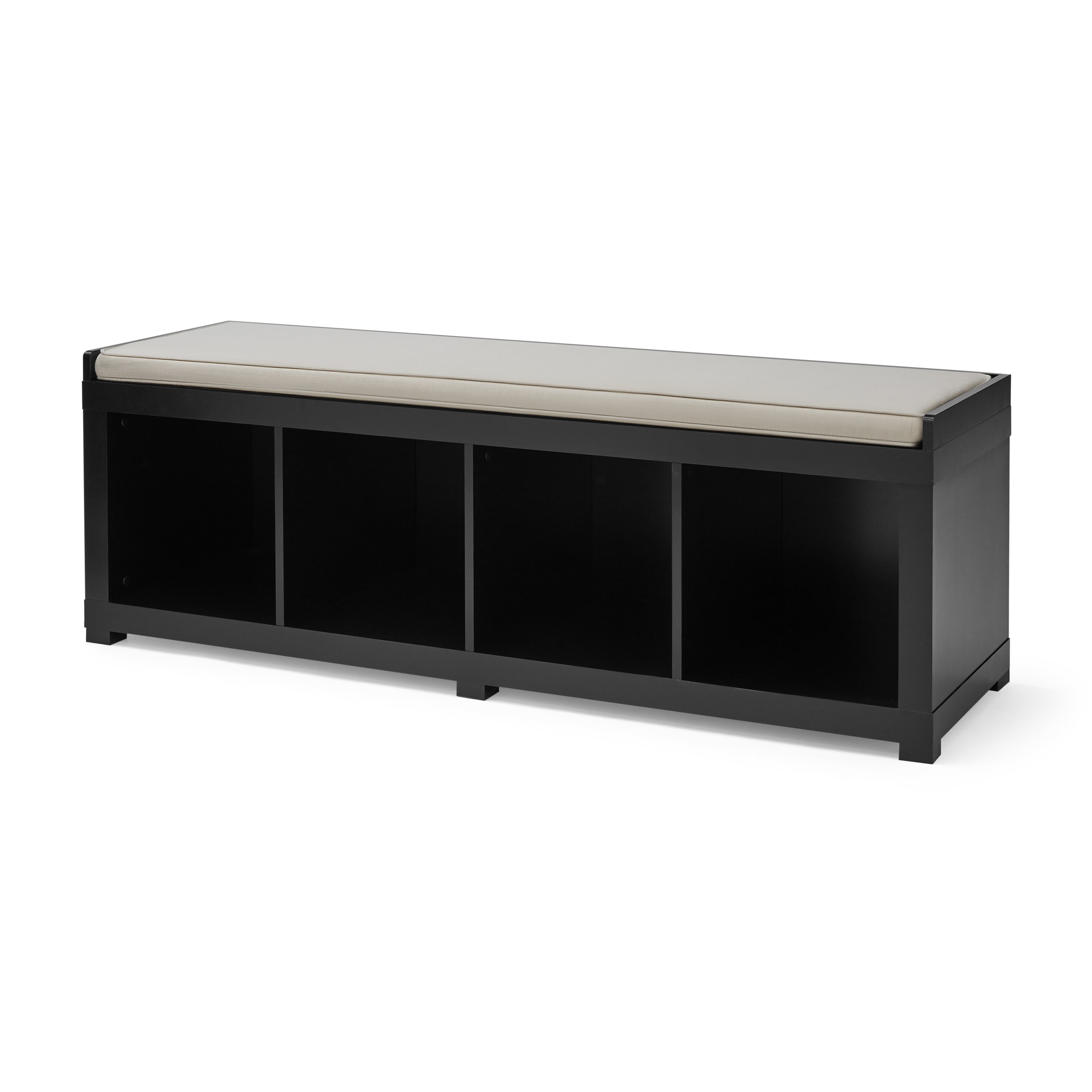 Homes and Gardens 4-Cube Organizer Storage Bench Solid Black NEW 