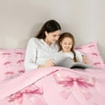 thumbnail image 5 of jejeloiu Cartoon Bowtie Full Size Comforter Sets,Bow Bowknot Bedding Comforter Set,Pink Bow Knot Bedding Sets For Girl,Microfiber Room Decor Reversible,3pcs, 5 of 8