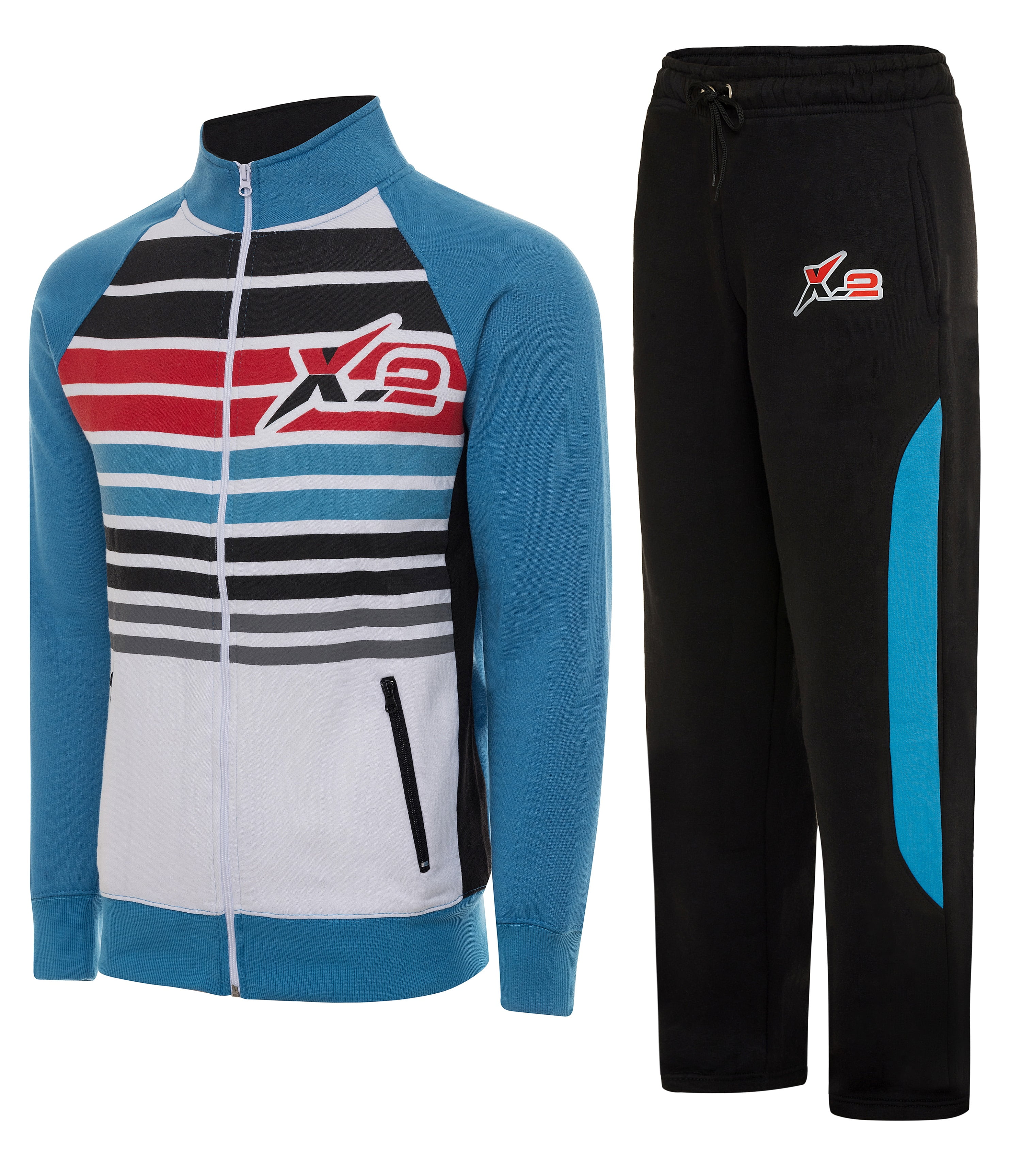 X2 Men Tracksuits 2 Pieces Set Jogging Athletic Sports Set Stripe