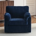 thumbnail image 2 of Dtwnek Corduroy Sofa Chair Plush Armchair with Thick Comfort Cushions, High Back Wide Seat Accent Chair for Living Room, Bedroom, Office, Blue, 2 of 8